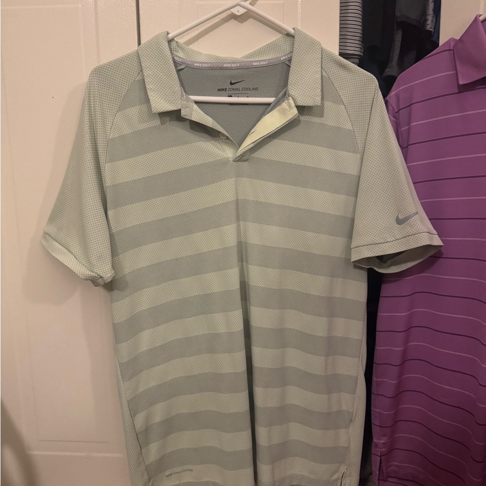 2/$30 Nike Men's Striped Zonal Cooling Golf Polo Light Green/Mint